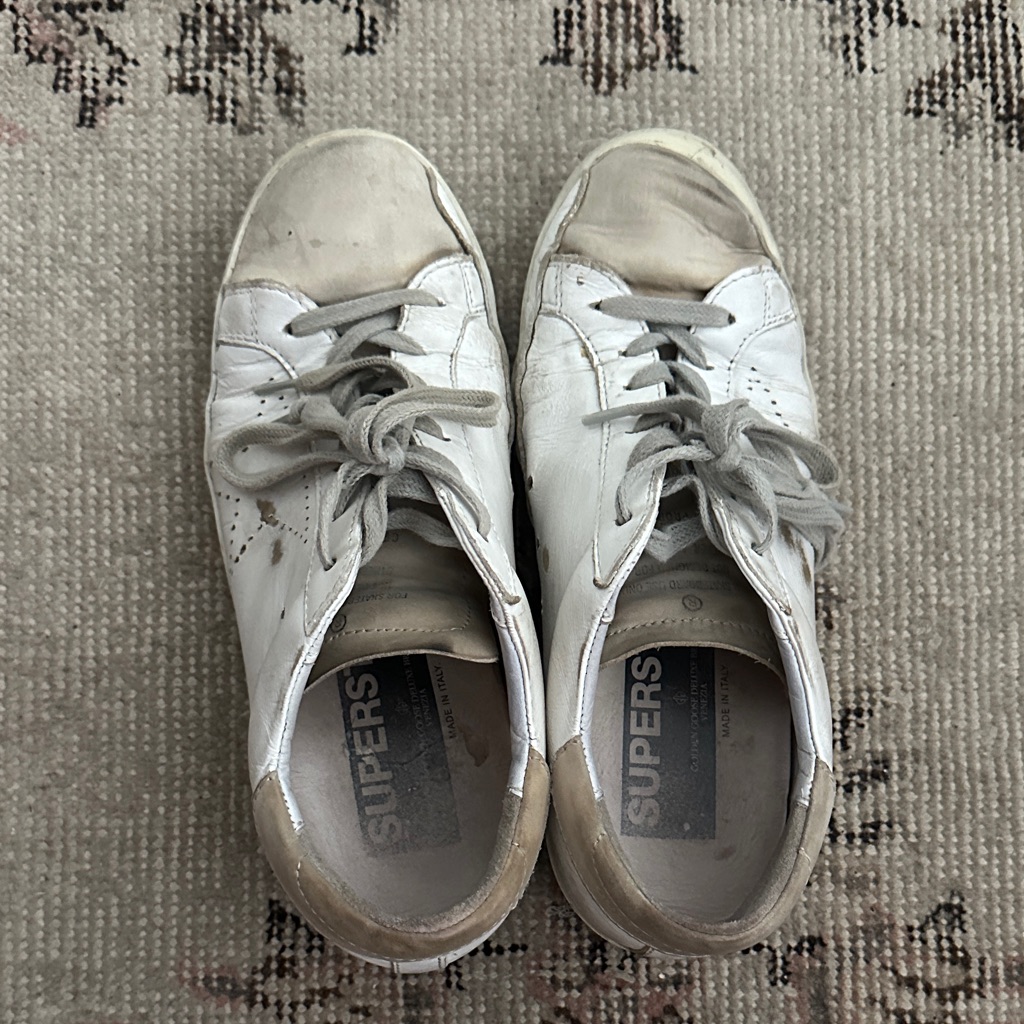 Golden Goose White Sneakers With Tan Accents